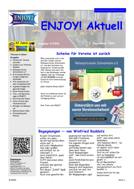 Titelblatt ENJOY! Aktuell Nr. 8 aus 2026